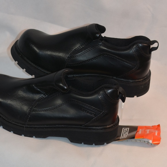 DAKOTA BLACK SLIP ON STEEL TOED Leather SHOES MENS SZ 8 NWT - Picture 5 of 7